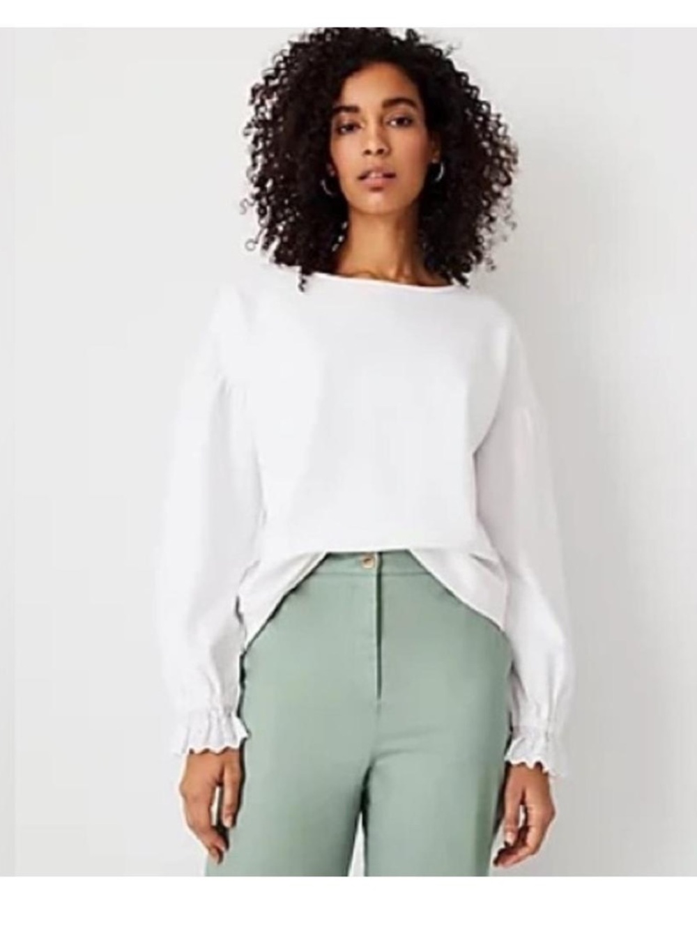 NWT 🌹 Ann Taylor Lace Ruffle Cuff Dressy Sweatshirt Size XS